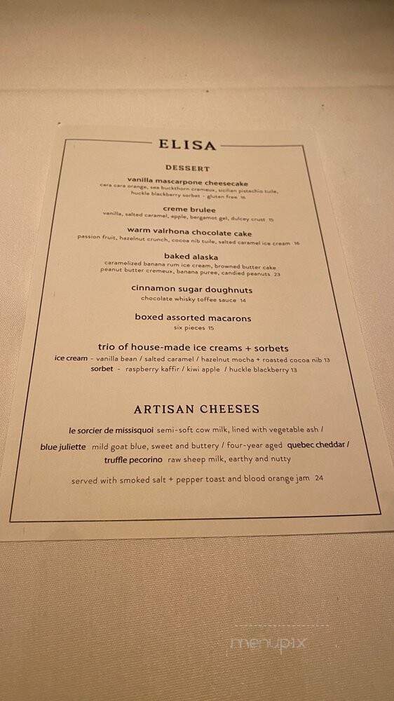Elisa - Vancouver, BC menu_pic