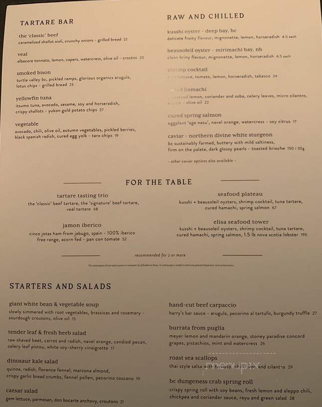Elisa - Vancouver, BC menu_pic