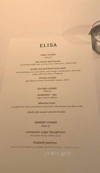 Elisa - Vancouver, BC menu_pic