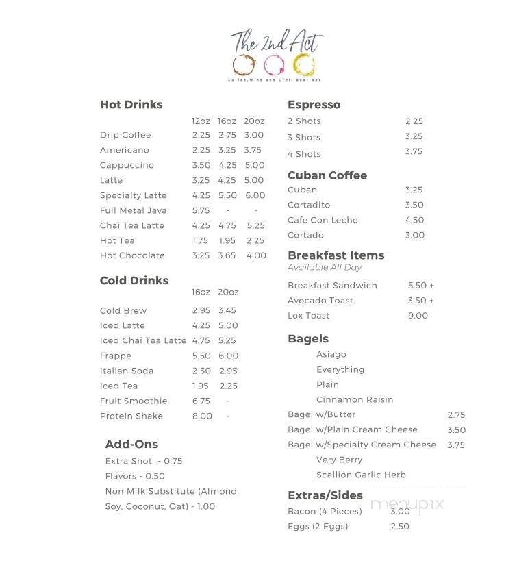 The 2nd Act - Hendersonville, NC menu_pic