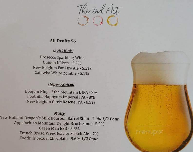 The 2nd Act - Hendersonville, NC menu_pic