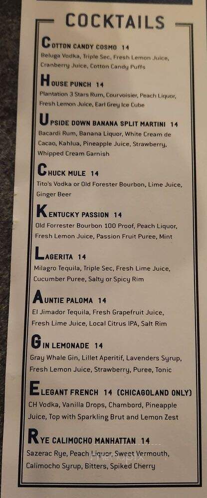 Chuck Lager's America Tavern - Orland Park, IL menu_pic