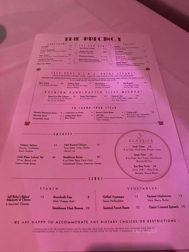 Precinct - Cincinnati, OH menu_pic
