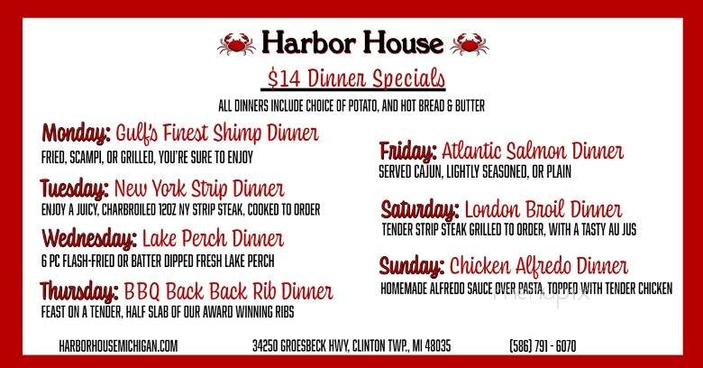 Harbor House Restaurant - Clinton Township, MI menu_pic