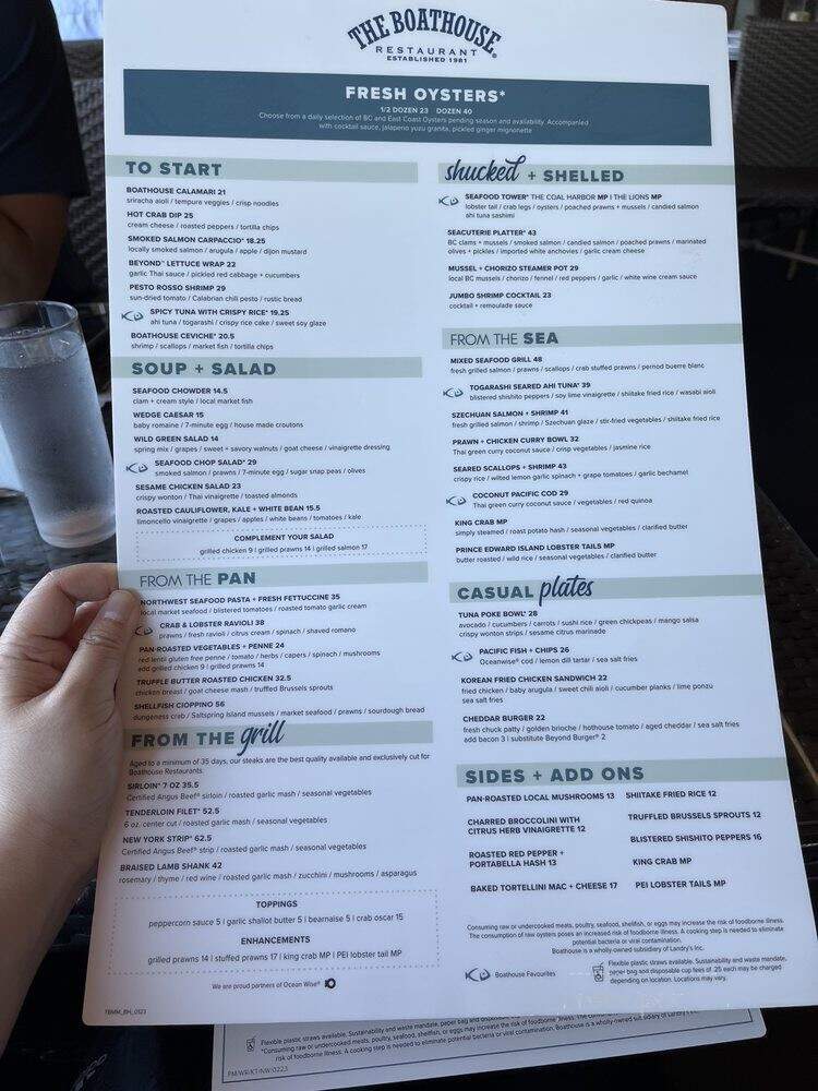 Boathouse Restaurant - Port Moody, BC menu_pic
