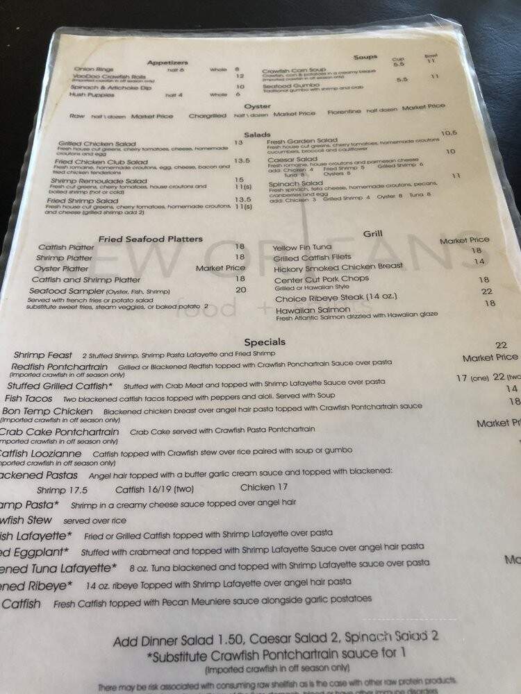 New Orleans Food & Spirits - Metairie, LA menu_pic