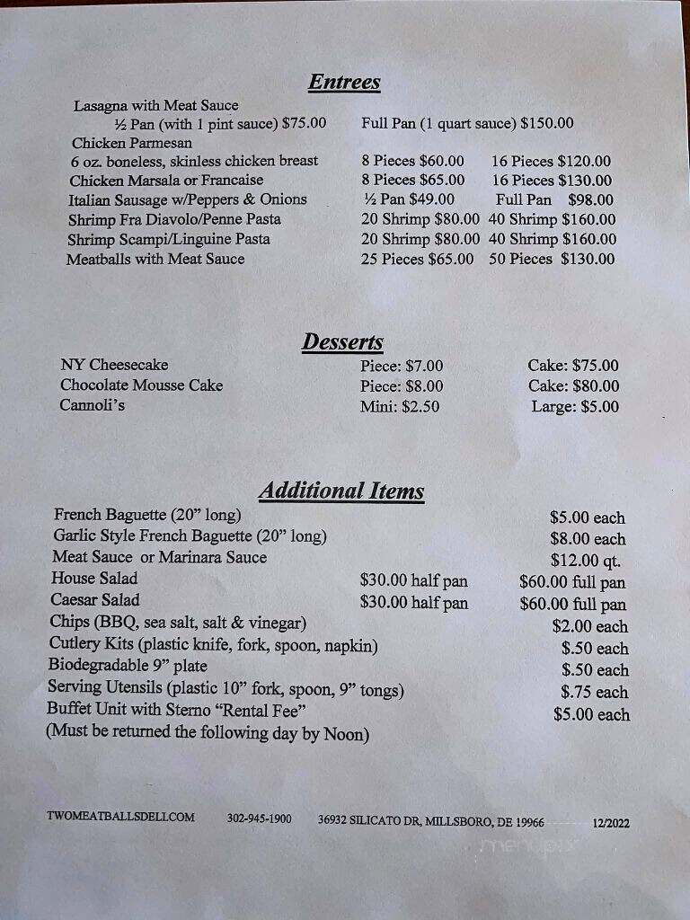 Two Meatballs - Millsboro, DE menu_pic