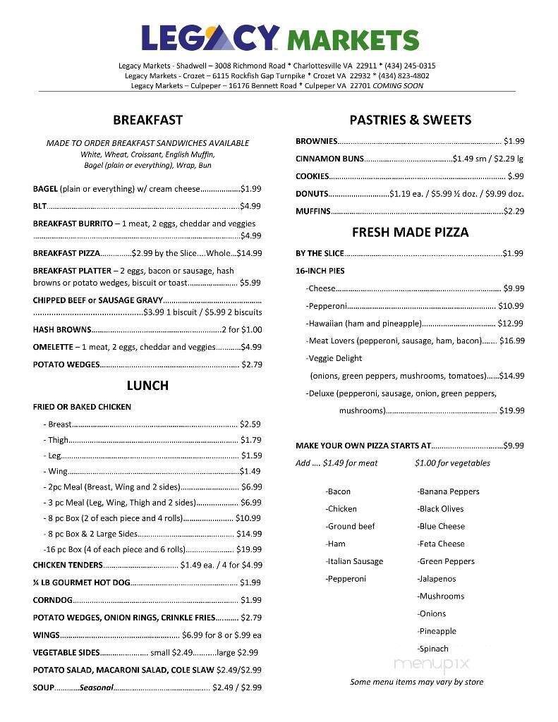 Legacy Markets - Culpeper, VA menu_pic