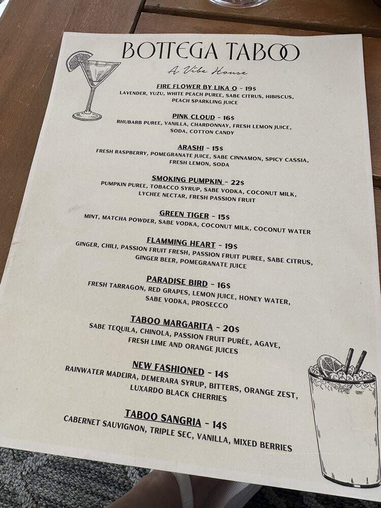 Bottega Taboo - Valley Village, CA menu_pic