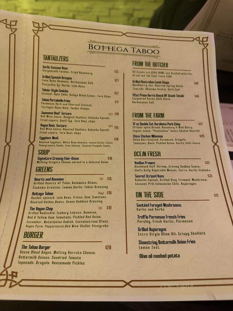 Bottega Taboo - Valley Village, CA menu_pic