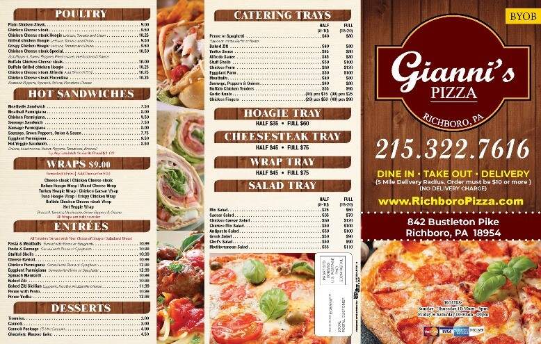Gianni's Pizza - Richboro, PA menu_pic