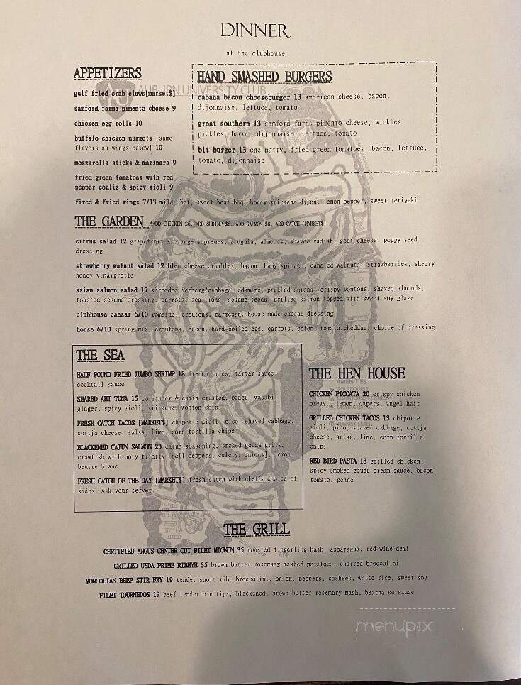 Auburn University Golf Course/Club House - Auburn, AL menu_pic