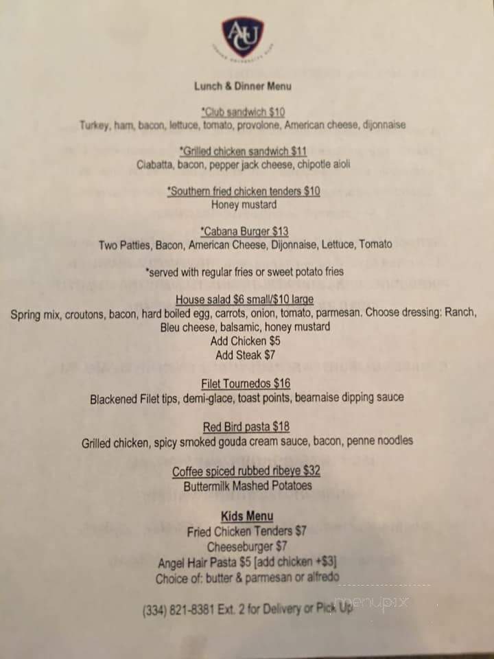 Auburn University Golf Course/Club House - Auburn, AL menu_pic