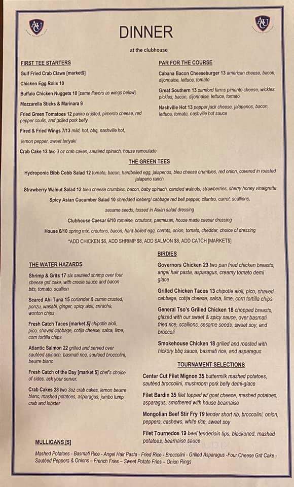 Auburn University Golf Course/Club House - Auburn, AL menu_pic