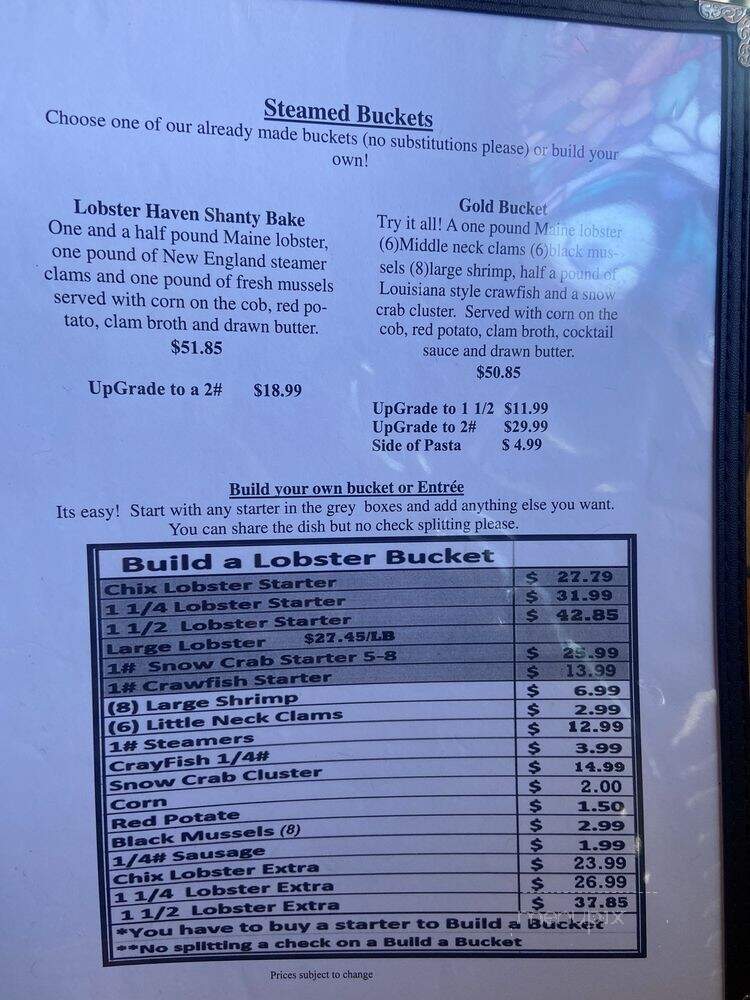 Lobster Haven - Tampa, FL menu_pic