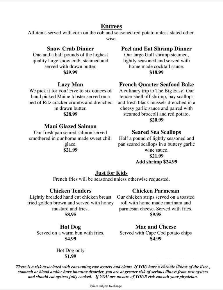 Lobster Haven - Tampa, FL menu_pic