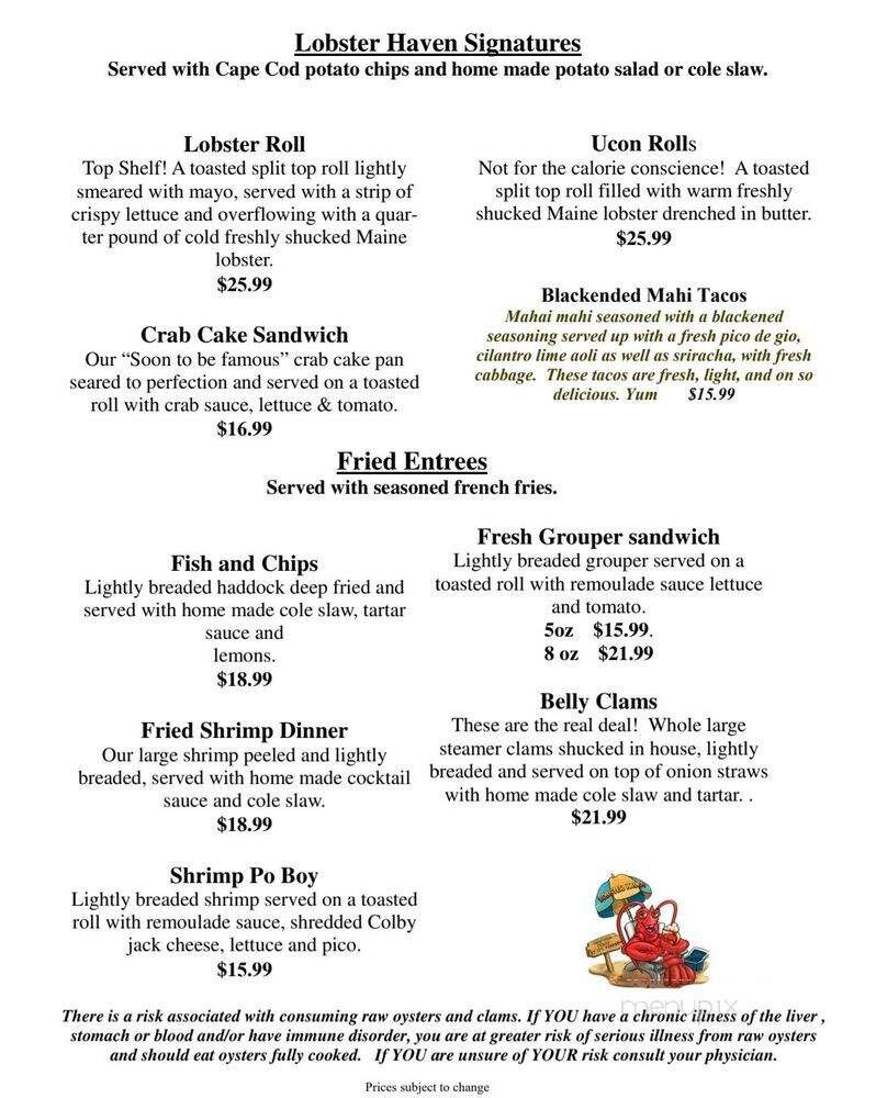 Lobster Haven - Tampa, FL menu_pic