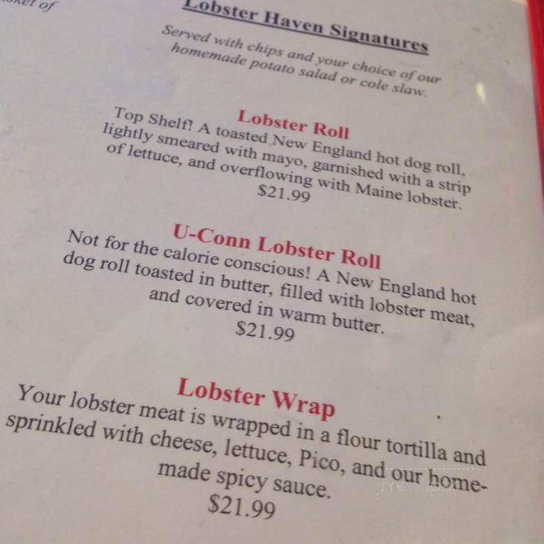 Lobster Haven - Tampa, FL menu_pic
