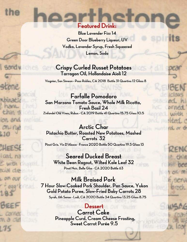 Hearthstone Bistro - Muskegon, MI menu_pic