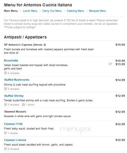 Antonio's Cucina Italiana - Farmington Hills, MI menu_pic