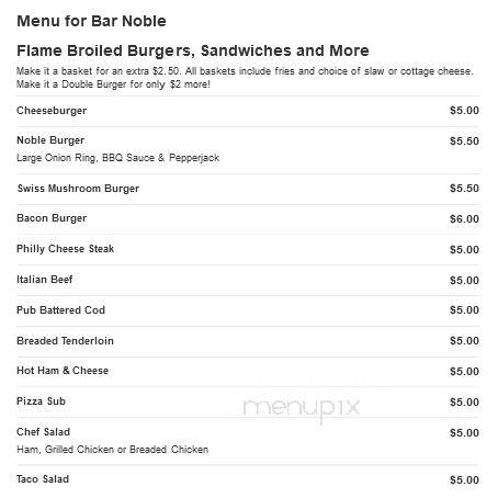 Bar Noble - Covington, IN menu_pic