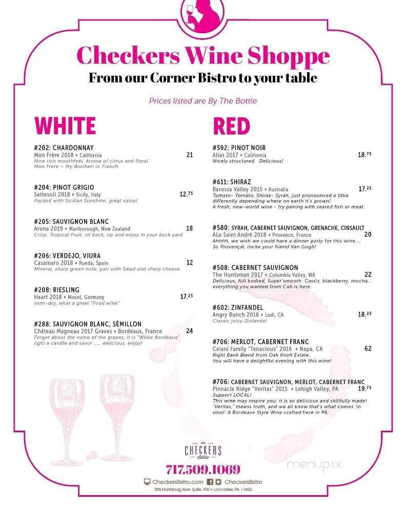Checkers Bistro - Lancaster, PA menu_pic