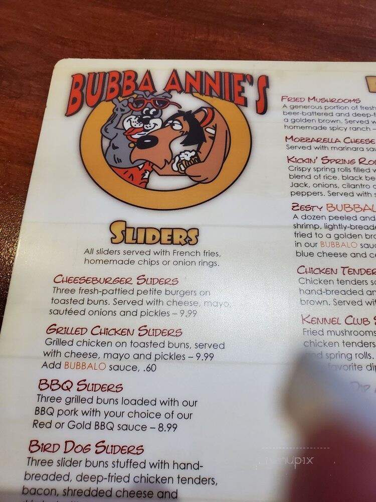 Bubba Annie's - Greer, SC menu_pic