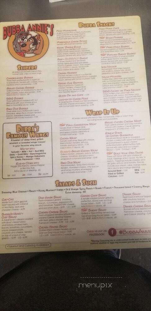 Bubba Annie's - Greer, SC menu_pic
