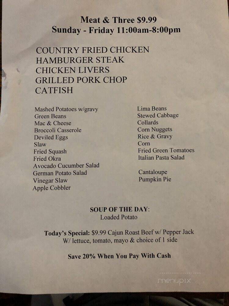Bubba Annie's - Greer, SC menu_pic
