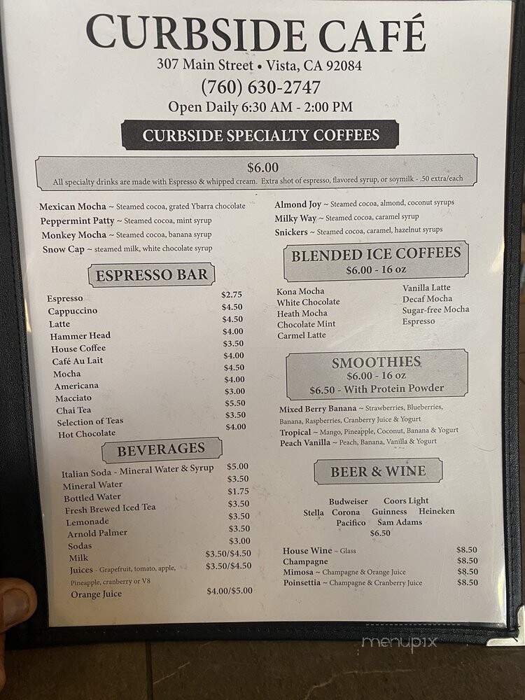 Curbside Cafe - Vista, CA menu_pic