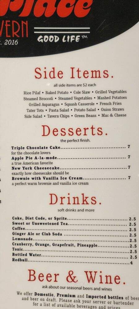 The Place Tavern - Hiram, GA menu_pic