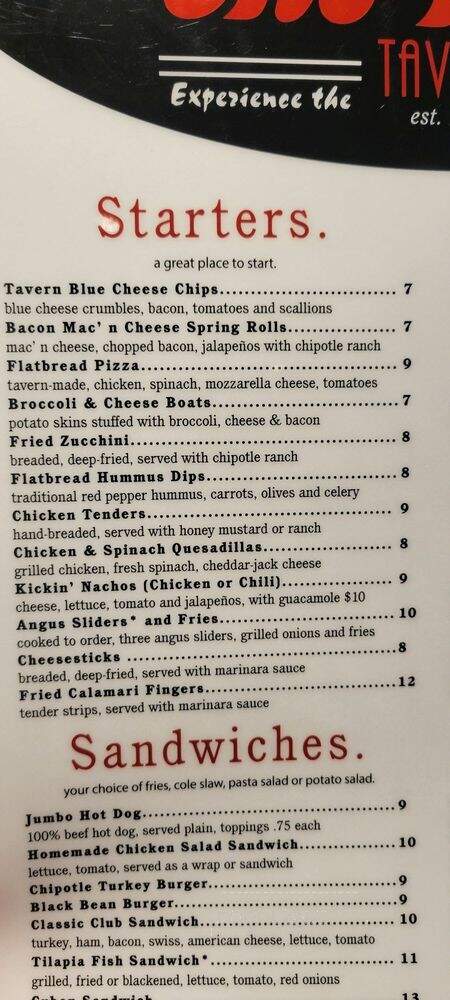 The Place Tavern - Hiram, GA menu_pic