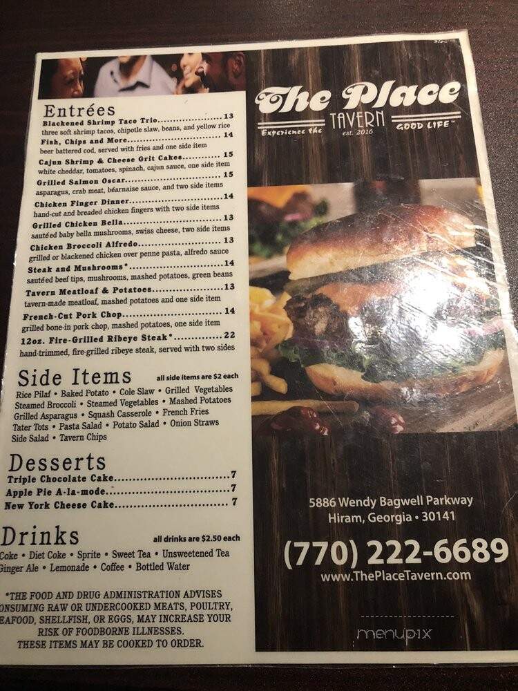 The Place Tavern - Hiram, GA menu_pic