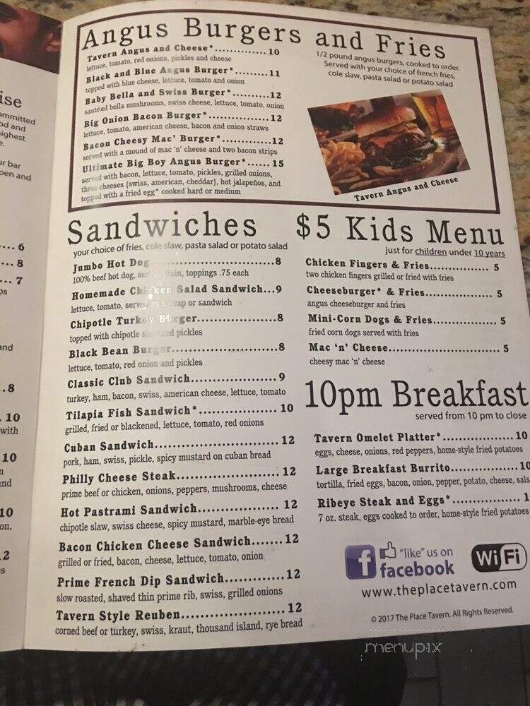 The Place Tavern - Hiram, GA menu_pic