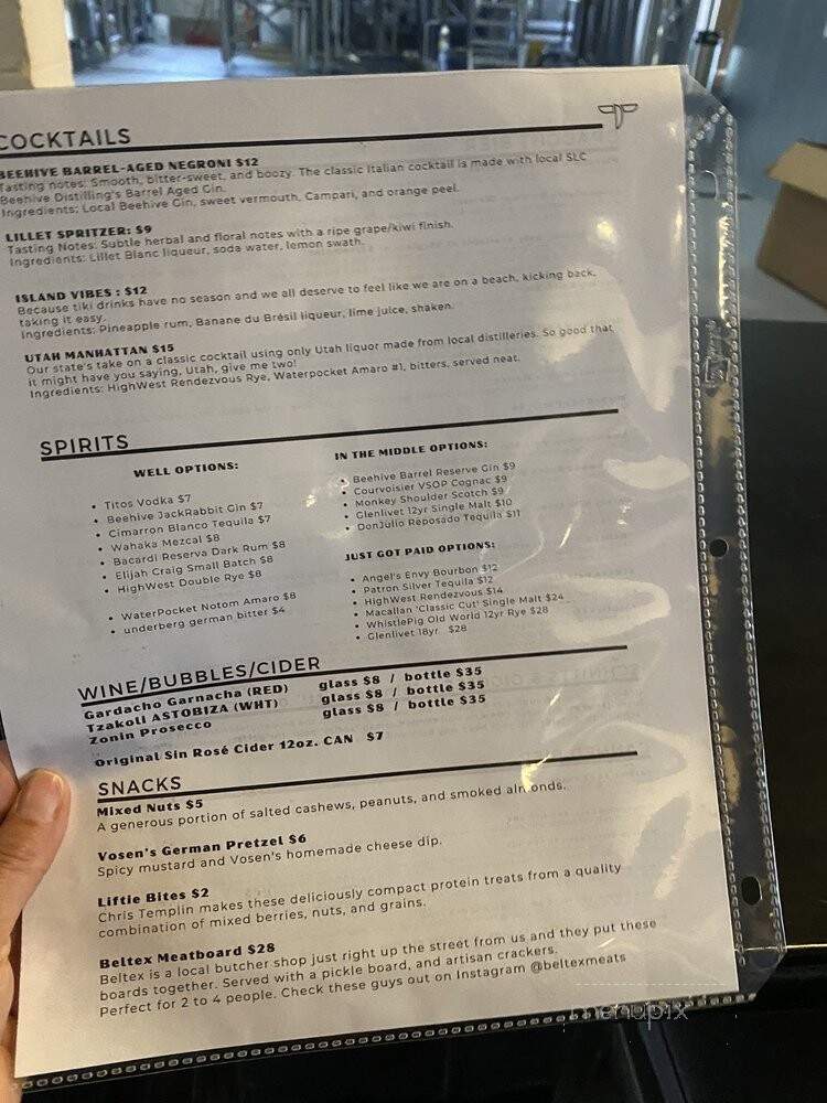 T. F. Brewing - Salt Lake City, UT menu_pic