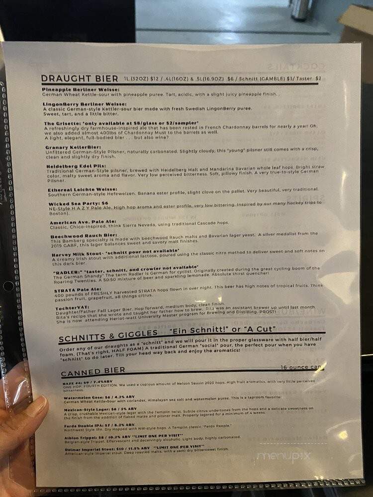 T. F. Brewing - Salt Lake City, UT menu_pic