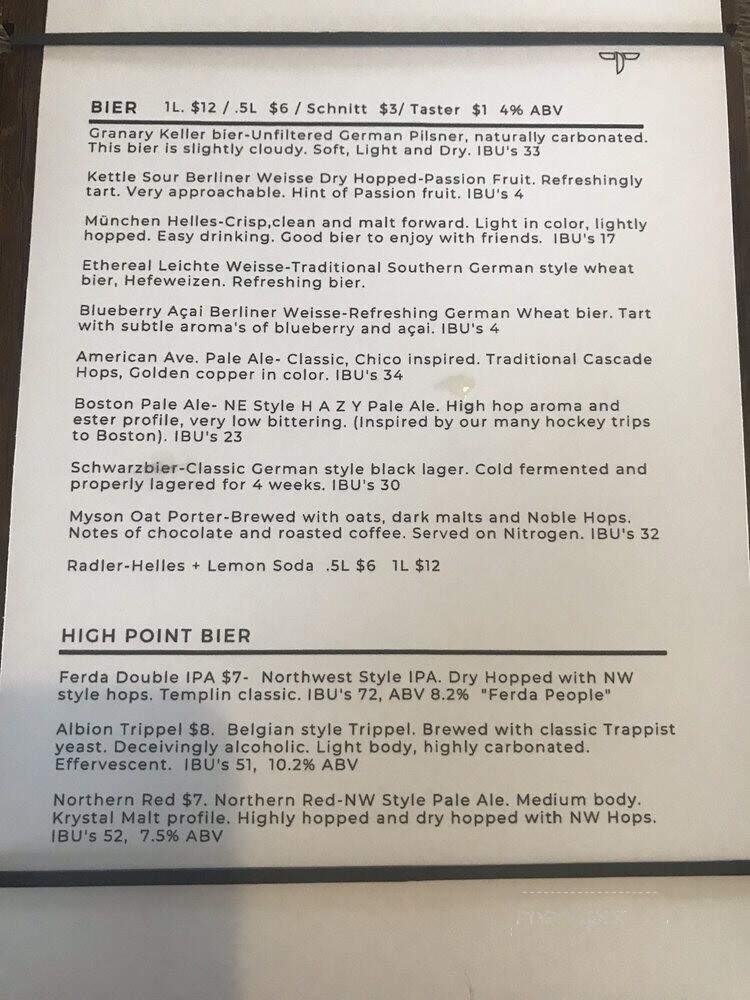T. F. Brewing - Salt Lake City, UT menu_pic