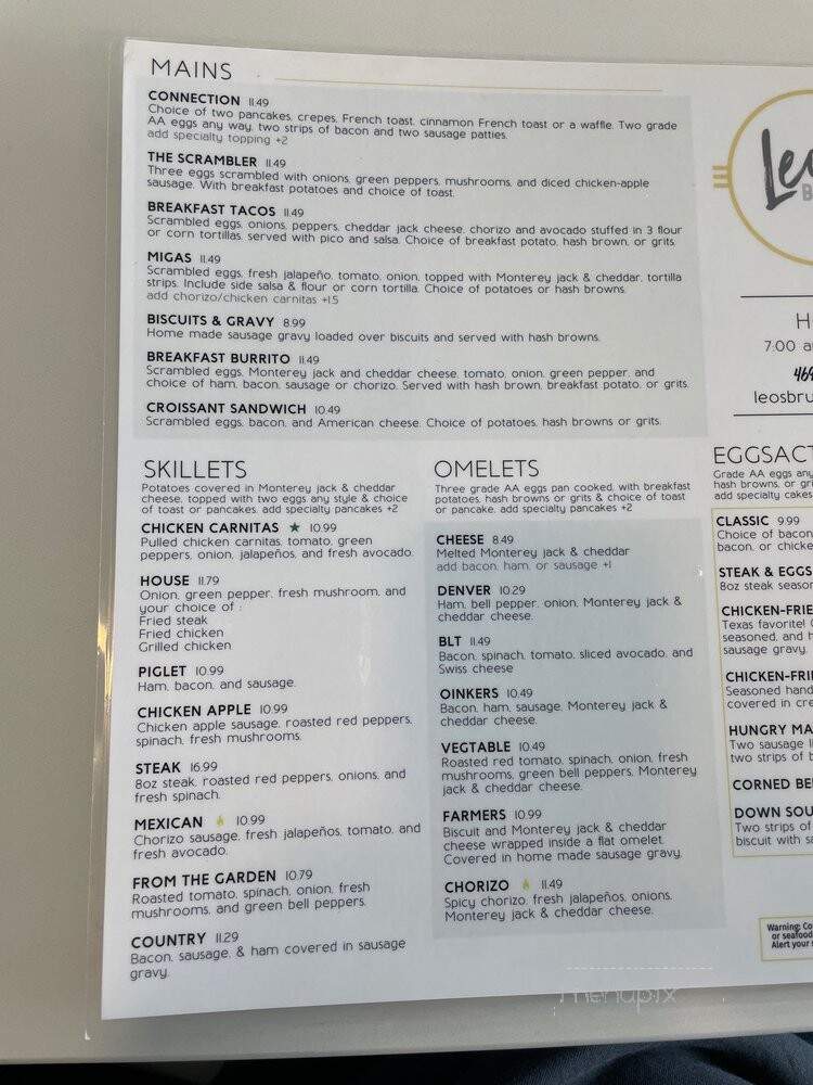 Leo's Brunch House - Carrollton, TX menu_pic