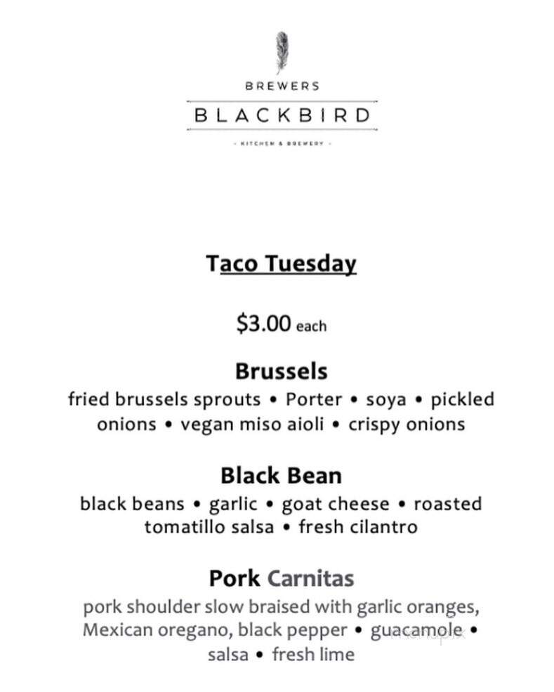 Brewers Blackbird Kitchen & Brewery - Ancaster, ON menu_pic
