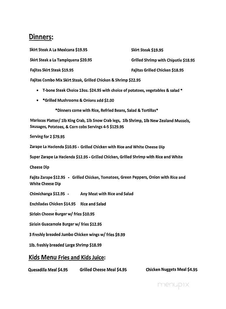 La Hacienda Cantina - Paxton, IL menu_pic