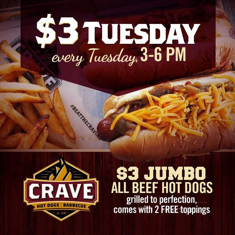 Crave Hot Dogs & BBQ - Concord, NC menu_pic