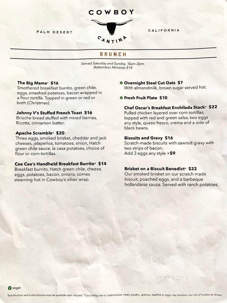 Cowboy Cantina - Palm Desert, CA menu_pic