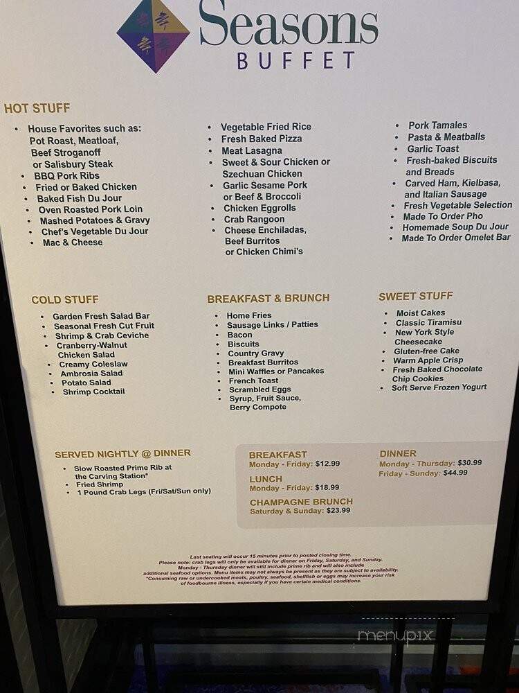 Centennial Buffet At Ameristar Black Hawk Menu Menu of Seasons Buffet in Black Hawk, CO 80422