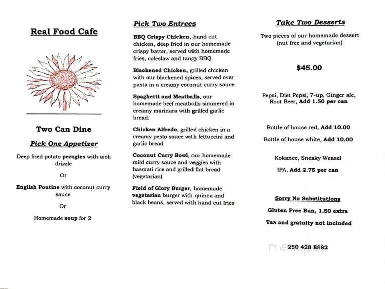 Real Food Cafe - Creston, BC menu_pic