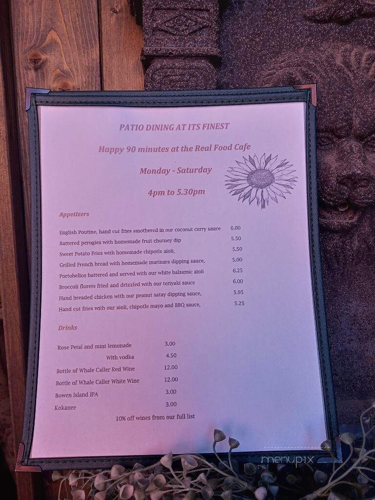 Real Food Cafe - Creston, BC menu_pic