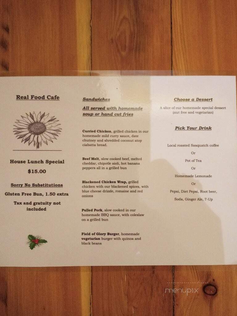 Real Food Cafe - Creston, BC menu_pic