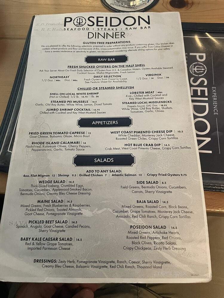 Poseidon Coastal Cuisine & Rooftop Bar - Hilton Head Island, SC menu_pic