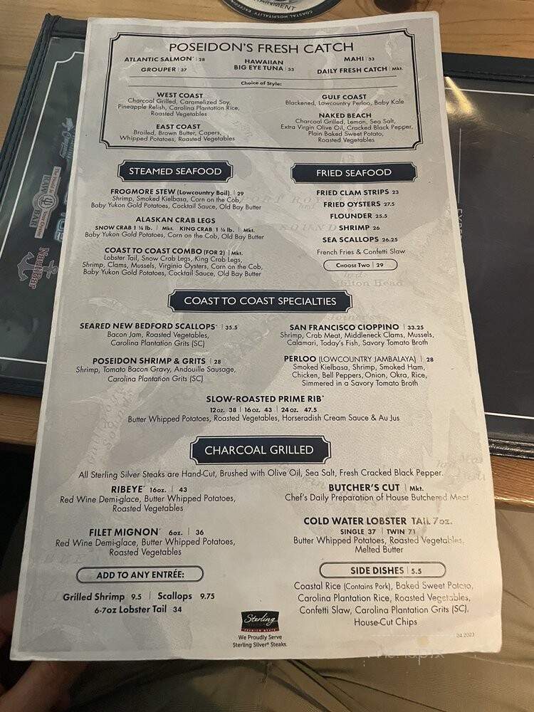 Poseidon Coastal Cuisine & Rooftop Bar - Hilton Head Island, SC menu_pic