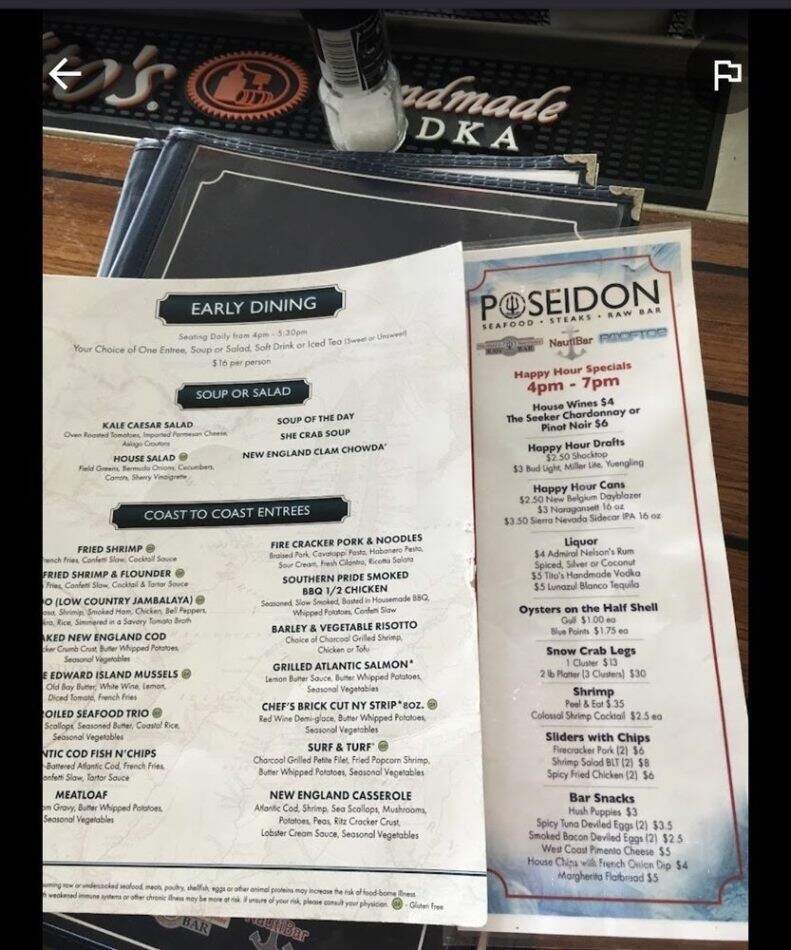 Poseidon Coastal Cuisine & Rooftop Bar - Hilton Head Island, SC menu_pic