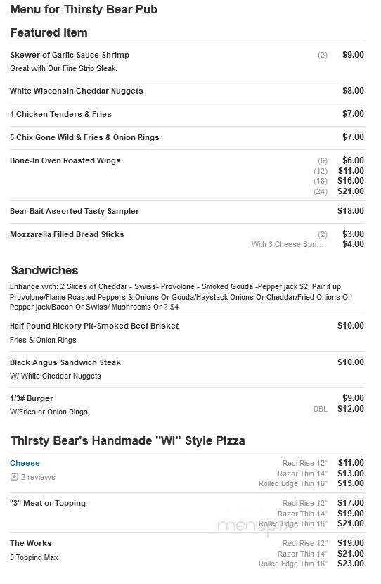 Thirsty Bear Pub - Deerbrook, WI